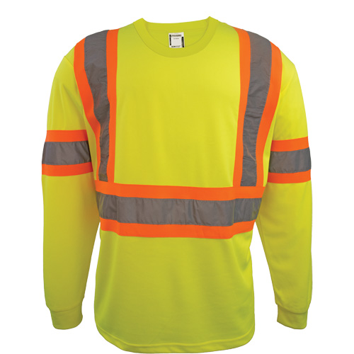 Long Sleeve Safety Shirt, Polyester, 2X-Large, High Visibility Lime-Yellow Southpoint Industrial Supply