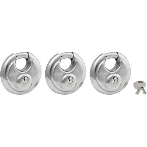 Shrouded Disc Padlock, Silver, Keyed Alike, Stainless Steel, 2-3/4" Width Southpoint Industrial Supply