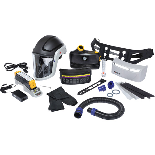 Trousse de respirateur d&eacute;puration dair propuls&eacute; pour lindustrie lourde Versaflo, Capuchon & visi&egrave;re, Pile Lithium-ion Southpoint Industrial Supply