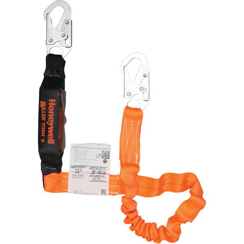 Titan Energy-Absorbing Lanyard, 6', Locking Snap Hook Center, Locking Snap Hook Leg Ends, Polyester Southpoint Industrial Supply