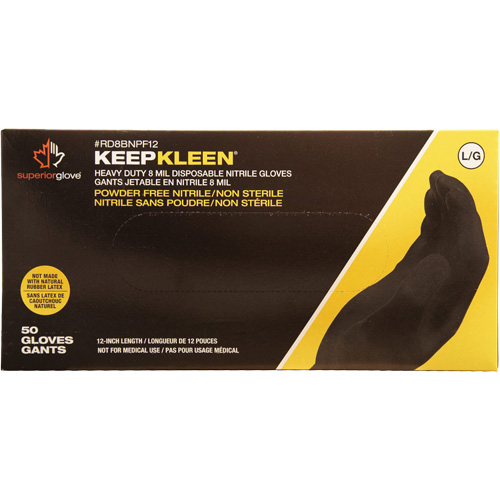 Gants jetables KeepKleen, Petit, Nitrile, 8 mils, Sans poudre, Noir Southpoint Industrial Supply