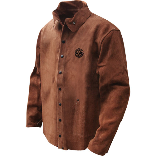 Veste de soudage en cuir fleur de vache refendu Gander Brand, Cuir, 4T-Grand, Brun Southpoint Industrial Supply