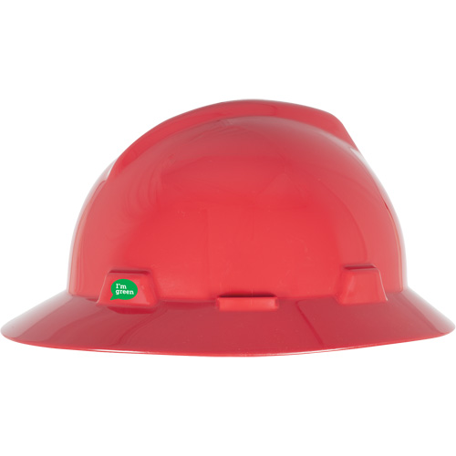 Casque de s&eacute;curit&eacute; &agrave; bord complet V-Gard GREEN avec fentes, R&eacute;pond aux normes CSA type 1, Suspension Rochet Southpoint Industrial Supply