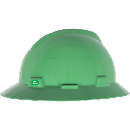 Casque de s&eacute;curit&eacute; &agrave; bord complet V-Gard GREEN avec fentes, R&eacute;pond aux normes CSA type 1, Suspension Rochet Southpoint Industrial Supply