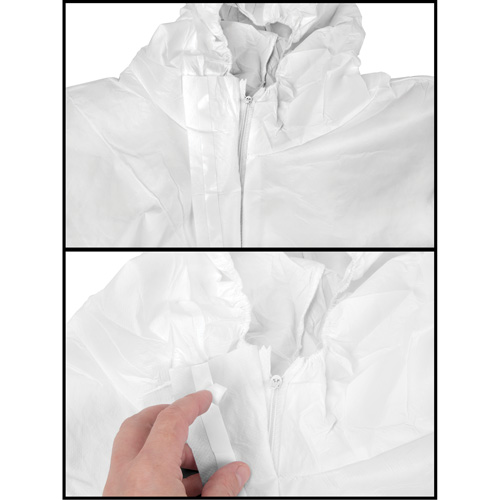 Combinaisons &agrave; capuchon de premi&egrave;re qualit&eacute;, 2T-Grand, Blanc, Microporeux Southpoint Industrial Supply