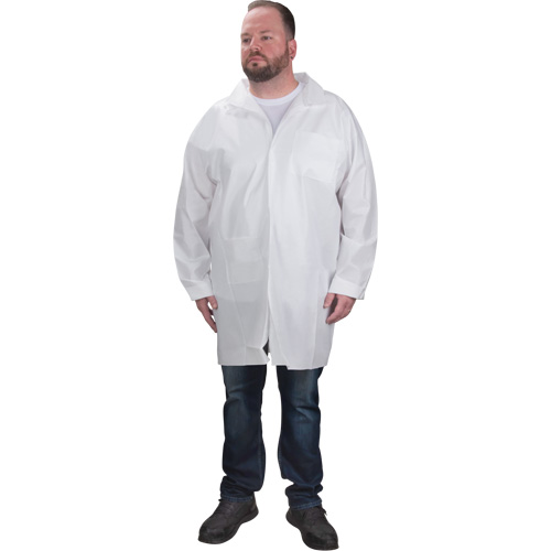 Protective Lab Coat, Microporous, White, Medium Southpoint Industrial Supply
