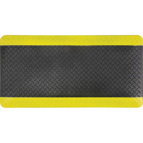 Anti-Fatigue Matting, Diamond, 1-2/3' x 3-1/4' x 3/4", Black/Yellow, Polyurethane Southpoint Industrial Supply