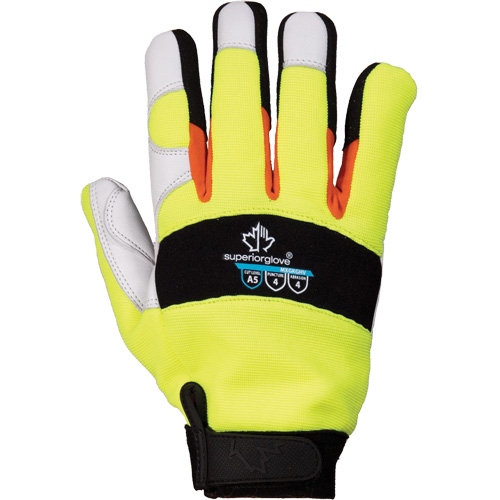ClutchGear&reg; High-Visibility Mechanic's Gloves, Grain Goatskin Palm, Size Medium Southpoint Industrial Supply