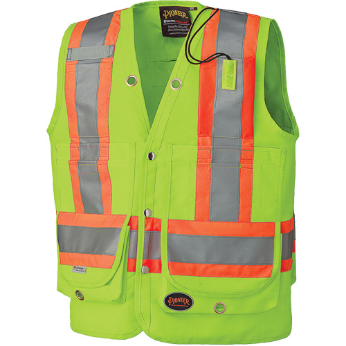6696 Surveyor's Safety Vest, High Visibility Lime-Yellow, Small, Polyester Southpoint Industrial Supply