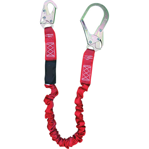 ShockSorb Internal Shock Lanyard, 6', Rebar Hook Center, Snap Hook Leg Ends, Polyester Southpoint Industrial Supply