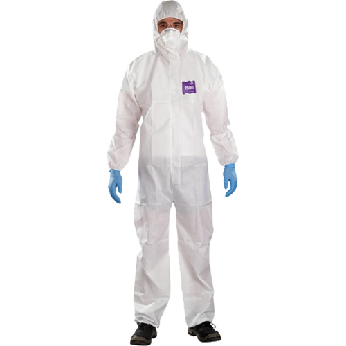 AlphaTec Microchem&reg; 3-Piece Chemical Resistant Coveralls with Hood, 2X-Large, White Southpoint Industrial Supply