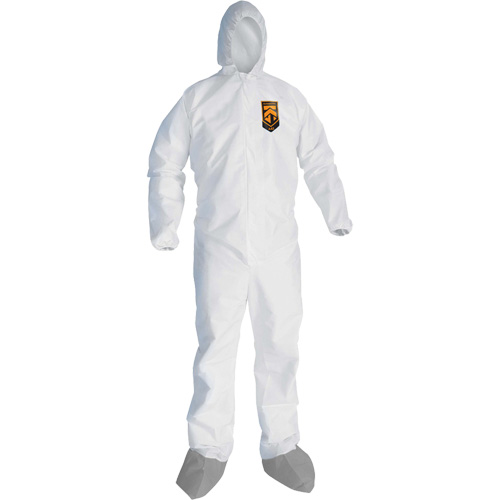 Combinaison de protection contre les liquides et les particules A45 KleenGuard avec sabot antid&eacute;rapant, Grand, Gris/Blanc, Micropore Southpoint Industrial Supply