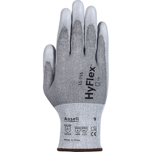 Gants r&eacute;sistants aux coupures 11-755  Hyflex, Taille 6, Calibre 18, Rev&ecirc;tement Polyur&eacute;thane, Enveloppe en Polyester/PEHP/Tungst&egrave;ne/Spandex, ASTM ANSI niveau A5/EN 388 niveau E Southpoint Industrial Supply
