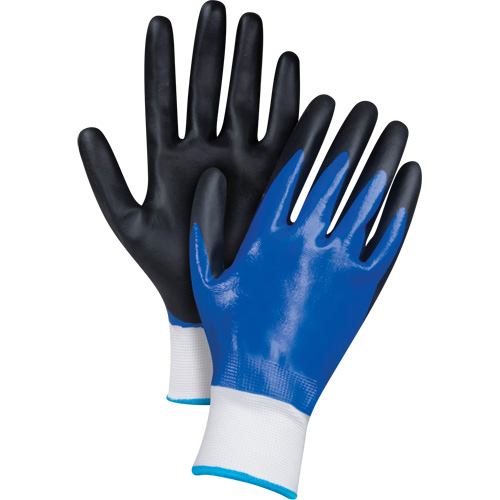 Gants enduits noir & bleu, Petit, R&ecirc;vetement Mousse de nitrile, Calibre 15, Enveloppe en Nylon Southpoint Industrial Supply