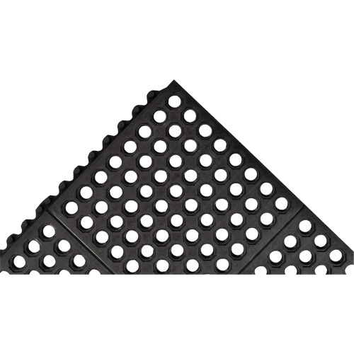 Cushion-Ease&reg; 550 Interlocking Anti-Fatigue Mat, Slotted, 3' x 3' x 3/4", Black, Rubber Southpoint Industrial Supply