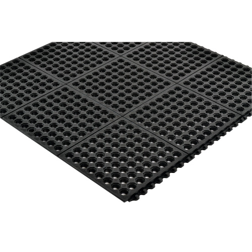 Cushion-Ease&reg; 550 Interlocking Anti-Fatigue Mat, Slotted, 3' x 3' x 3/4", Black, Rubber Southpoint Industrial Supply