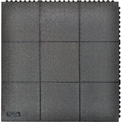 Cushion-Ease&reg; Interlocking Anti-Fatigue Mat, Pebbled, 3' x 3' x 3/4", Black, Natural Rubber Southpoint Industrial Supply