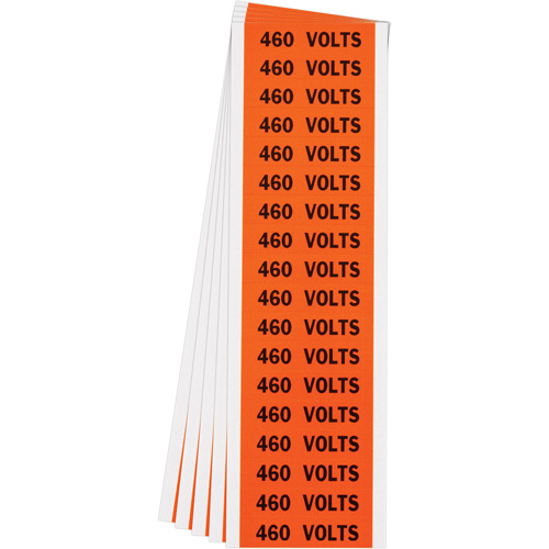 "460 Volts" Conduit & Voltage Labels, 1/2" x 2-1/4", Cloth/Vinyl, English Southpoint Industrial Supply