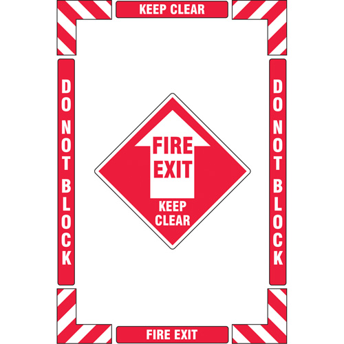 "Fire Exit" Floor Marking Kit, Adhesive, English with Pictogram Southpoint Industrial Supply