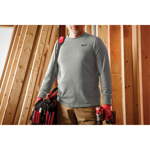 Hybrid Work Tee Shirt, Men's, Small, Grey Southpoint Industrial Supply