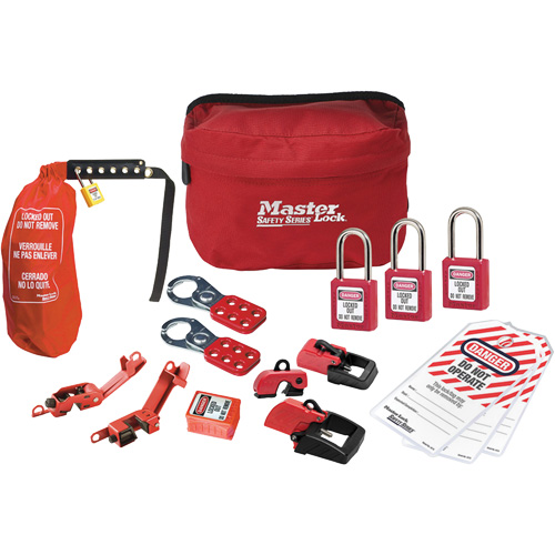 Trousse de cadenassage avec cadenas en thermoplastique de qualit&eacute; sup&eacute;rieure Zenex, Ensemble &eacute;lectrique, 16 composants compris Southpoint Industrial Supply