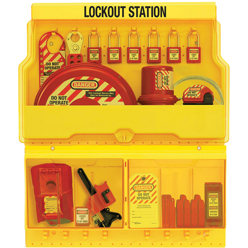 Station de cadenassage pour vannes et appareils &eacute;lectriques de luxe standard, Cadenas Thermoplastique, Capacit&eacute; de 32, Cadenas Compris Southpoint Industrial Supply
