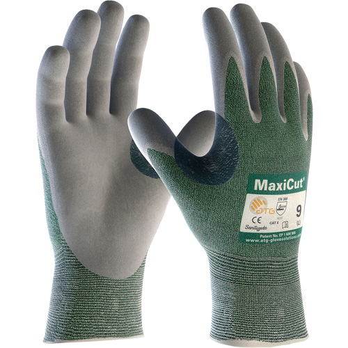 Gants en tissu technique r&eacute;sistant aux coupures ATG MaxiCut, Taille Grand, Calibre 15, Rev&ecirc;tement Nitrile, Enveloppe en Fil technique, ASTM ANSI niveau A2/EN 388 niveau 3/EN 388 niveau B Southpoint Industrial Supply