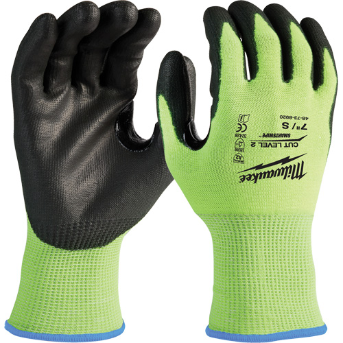 High-Visibility Cut-Resistant Gloves, Size Small, 15 Gauge, Nitrile/Polyurethane Coated, Polyethylene Shell, ANSI/ISEA 105 Level 2 Southpoint Industrial Supply