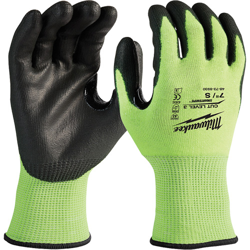 High-Visibility Cut-Resistant Gloves, Size Small, 15 Gauge, Nitrile/Polyurethane Coated, Polyethylene Shell, ANSI/ISEA 105 Level 3 Southpoint Industrial Supply