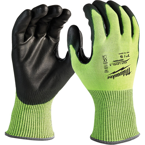 High-Visibility Cut-Resistant Gloves, Small, 13 Gauge, Nitrile/Polyurethane Coated, ANSI/ISEA 105 Level 4 Southpoint Industrial Supply