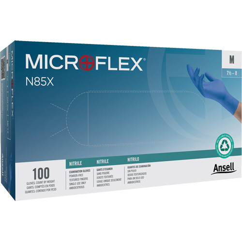 Gants Microflex N85, T-petit, Nitrile, 3,5 mils, Sans poudre, Bleu, Classe 2 Southpoint Industrial Supply