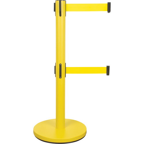 Dual Belt Crowd Control Barrier, Steel, 35" H, Yellow Tape, 7' Tape Length Southpoint Industrial Supply