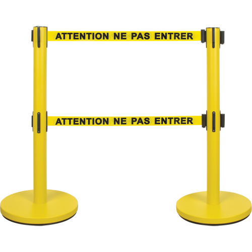 Dual Belt Crowd Control Barrier, Steel, 35" H, Yellow Tape, 7' Tape Length Southpoint Industrial Supply