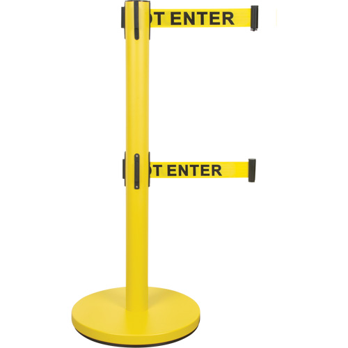 Dual Belt Crowd Control Barrier, Steel, 35" H, Yellow Tape, 7' Tape Length Southpoint Industrial Supply
