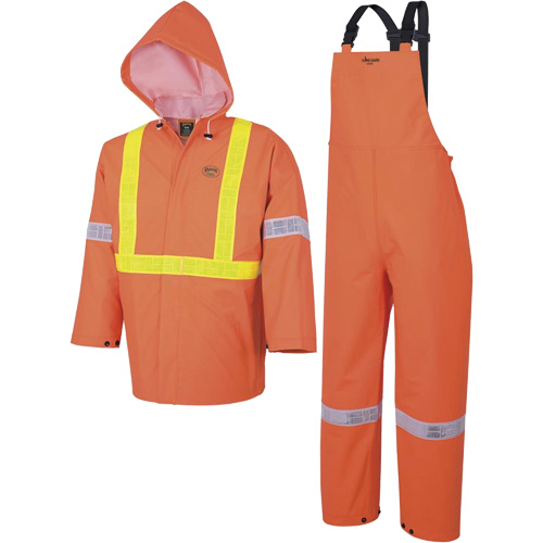 R85 Element FR FR 3-Piece Safety Rain Suit, PVC, Small, High-Visibility Orange Southpoint Industrial Supply