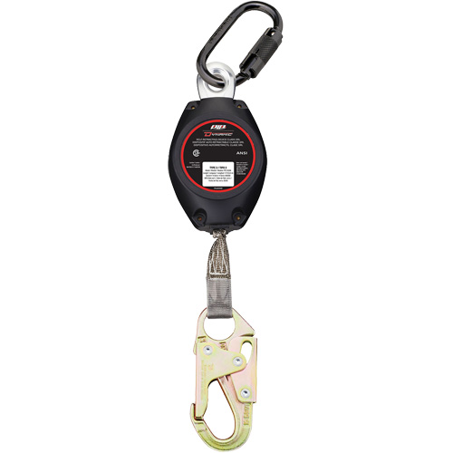 Cordage de s&eacute;curit&eacute; autor&eacute;tractable avec petit mousqueton Dynamic, 11', Polyester, Pivotant Southpoint Industrial Supply