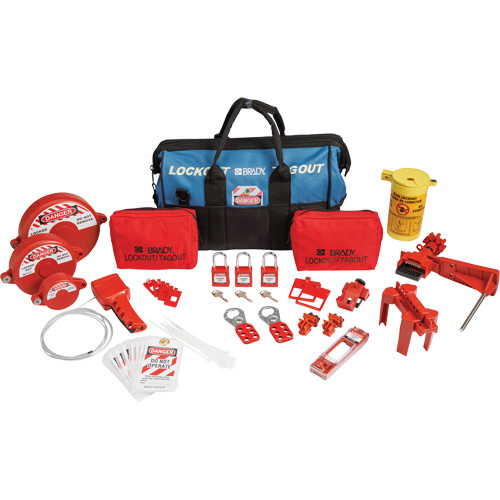 Lockout Tagout Kit with Nylon Safety Lockout Padlocks in Duffel Bag, Electrical/Valve Kit, 31 Components Southpoint Industrial Supply