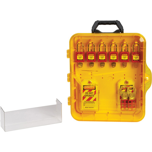 Station de cadenassage avec cadenas de s&eacute;curit&eacute; en nylon &agrave; cl&eacute;s diff&eacute;rentes, Cadenas Plastique, Capacit&eacute; de 6, Cadenas Compris Southpoint Industrial Supply