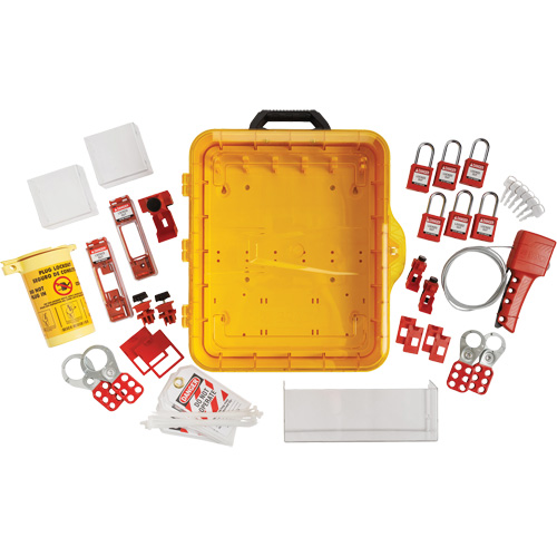 Station de cadenassage &eacute;lectrique avec cadenas de s&eacute;curit&eacute; en nylon &agrave; cl&eacute; identique, Cadenas Plastique, Capacit&eacute; de 55, Cadenas Compris Southpoint Industrial Supply