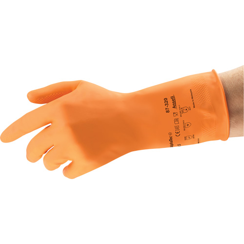Gants r&eacute;sistants aux produits chimiques AlphaTec 87-320, Taille 9,5, 11,8" lo, Latex de caoutchouc, Doublure en Coton/Ouat&eacute;e, 17 mils Southpoint Industrial Supply