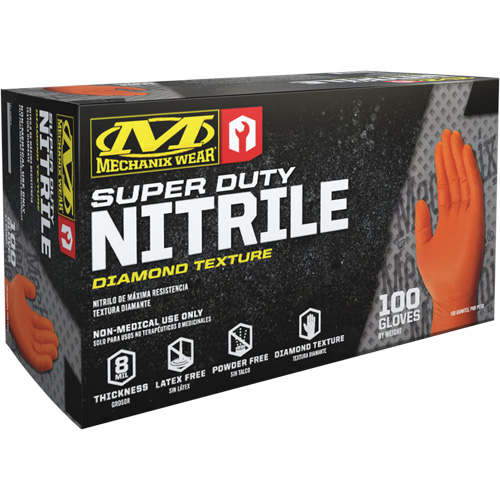 Super Duty Disposable Gloves, 9/Medium, Nitrile, 8-mil, Powder-Free, Orange Southpoint Industrial Supply