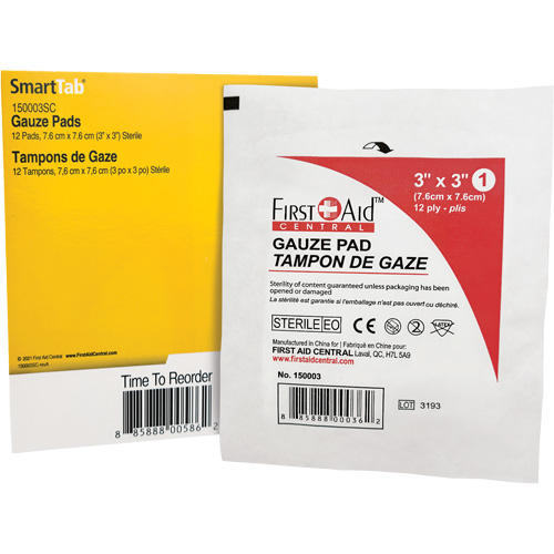 SmartCompliance&reg; Refill Gauze, Pad, 3" L x 3" W, Sterile, Medical Device Class 1 Southpoint Industrial Supply