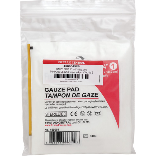 Recharge de gaze SmartCompliance, Tampon, 4" lo x 4" la, St&eacute;rile, Dispositif m&eacute;dical Classe 1 Southpoint Industrial Supply