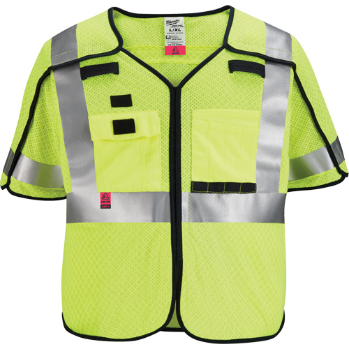 Gilet de s&eacute;curit&eacute; &agrave; maille d&eacute;tachable, Noir/Jaune lime haute visibilit&eacute;, Moyen/Petit Southpoint Industrial Supply