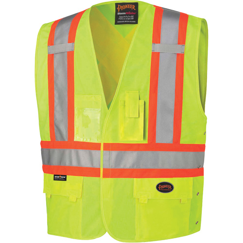 131 Safety Vest with Adjustable Sides, High Visibility Lime-Yellow, Large/X-Large, Polyester Southpoint Industrial Supply