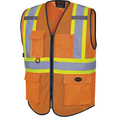 6960 Front Mesh Safety Vest, High Visibility Orange, Medium, Polyester Southpoint Industrial Supply