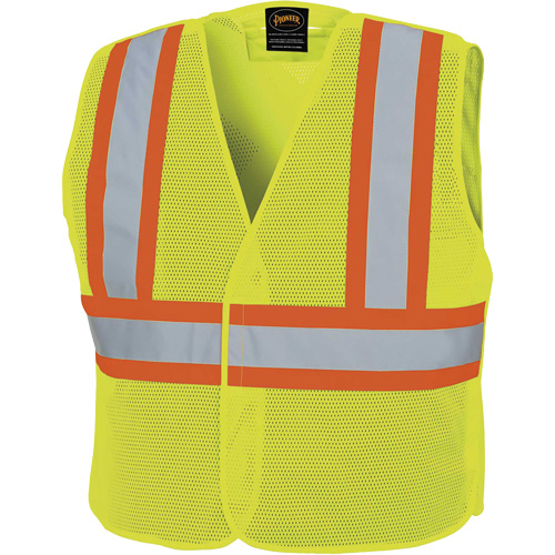 598P Tear-Away Mesh Safety Vest, High Visibility Lime-Yellow, Medium/Small, Polyester Southpoint Industrial Supply
