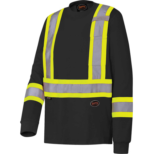 6983 Long-Sleeved Safety Shirt, Cotton, X-Small, Black Southpoint Industrial Supply