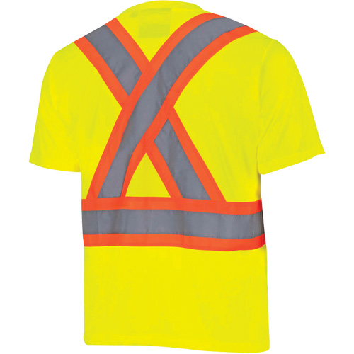 6991 Bird's-Eye Safety Shirt, Polyester, 3X-Large, High Visibility Lime-Yellow Southpoint Industrial Supply