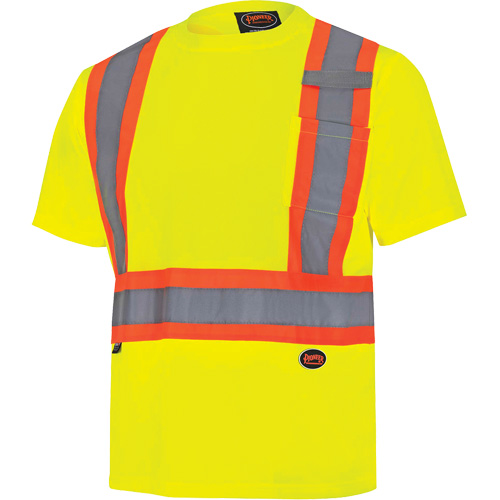 6991 Bird's-Eye Safety Shirt, Polyester, 3X-Large, High Visibility Lime-Yellow Southpoint Industrial Supply